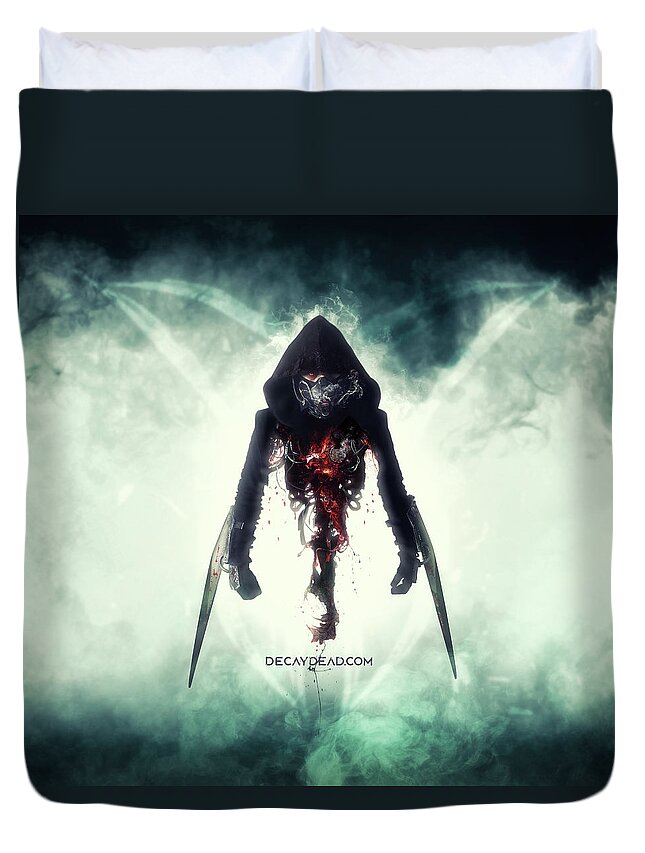 Cyberpunk Future Duvet Cover featuring the digital art Mutilator Your nightmare is real by Argus Dorian