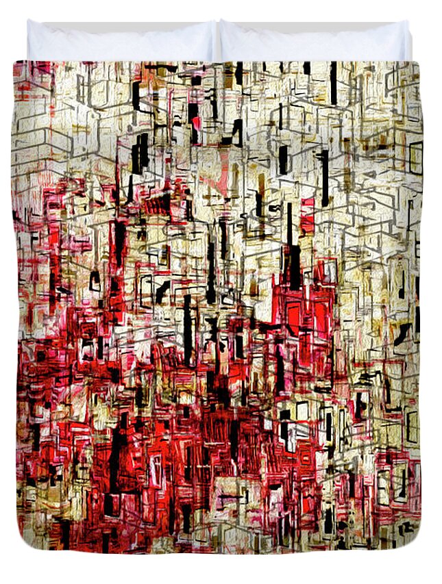 Abstract Duvet Cover featuring the painting My City View Series - 9 by Jack Zulli