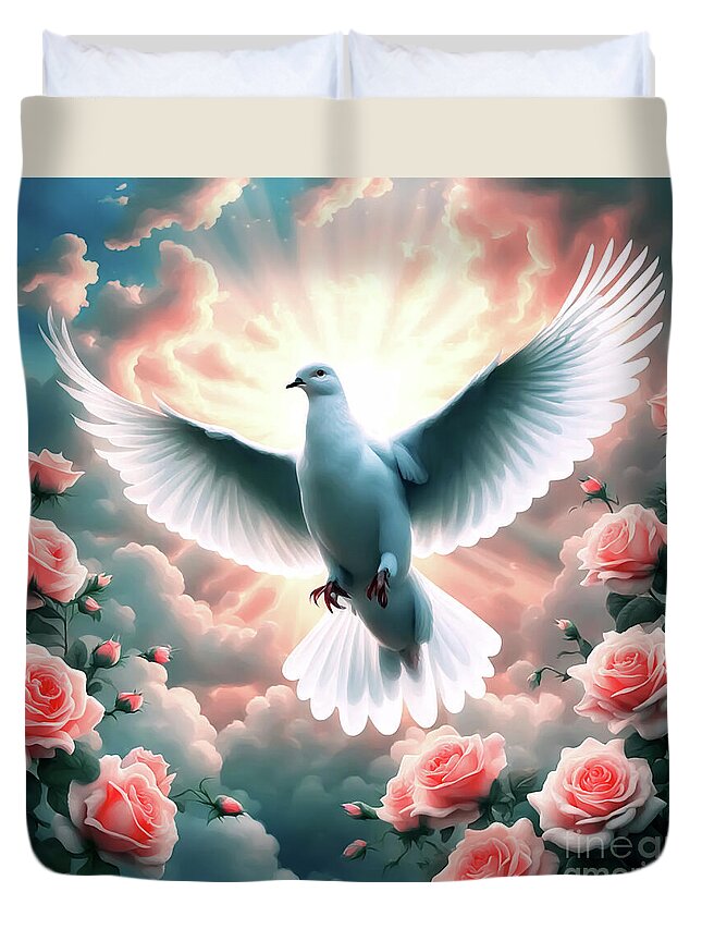  Dove Duvet Cover featuring the digital art My Dazzling Dove by Eddie Eastwood