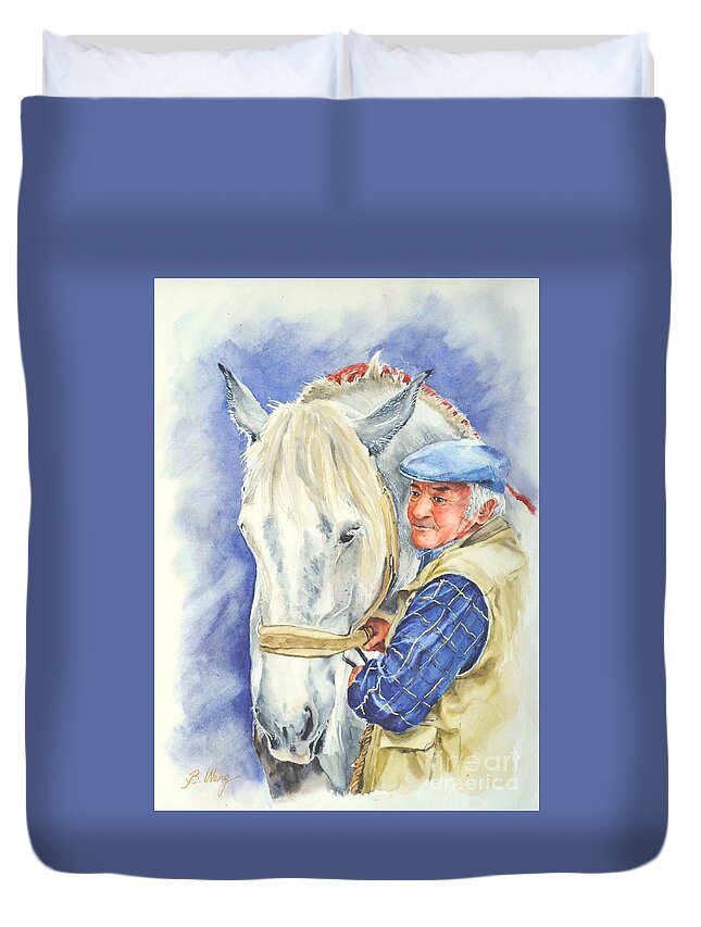 Man Duvet Cover featuring the painting My dear friend #2 by Betty M M Wong