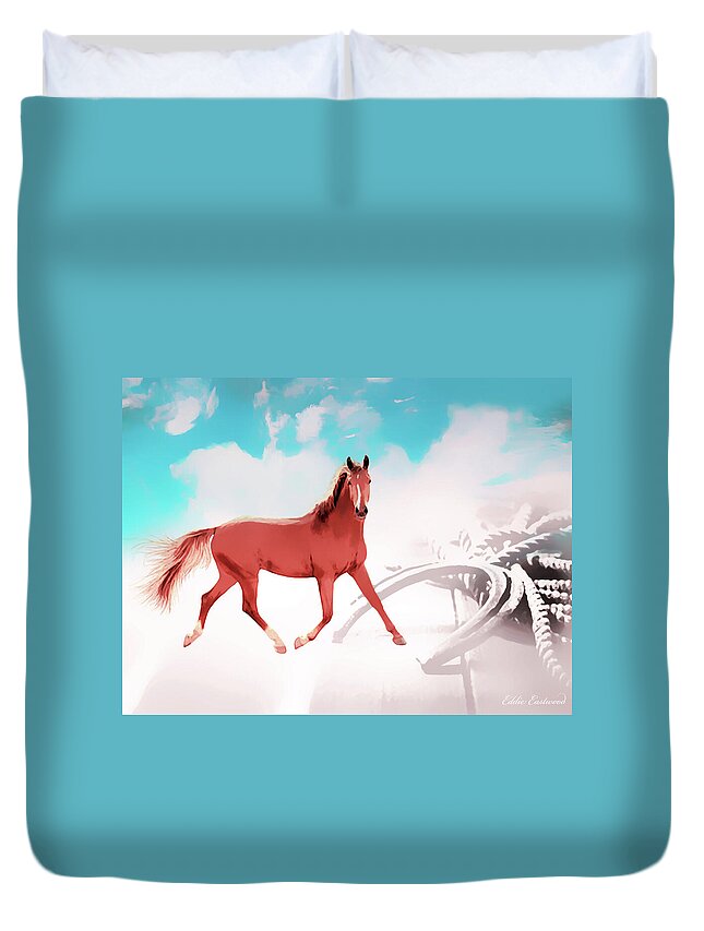 Horse Duvet Cover featuring the digital art My Horse Fantasy by Eddie Eastwood