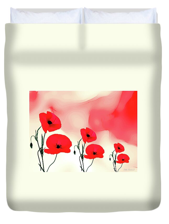 Red Poppies Duvet Cover featuring the digital art My Pretty Poppies by Eddie Eastwood