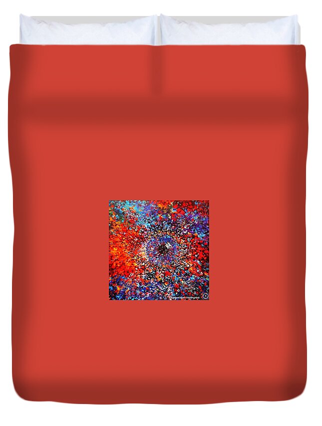 Contemporary Duvet Cover featuring the painting My Universe. Third Eye. Series Healing Chakras by Helen Kagan