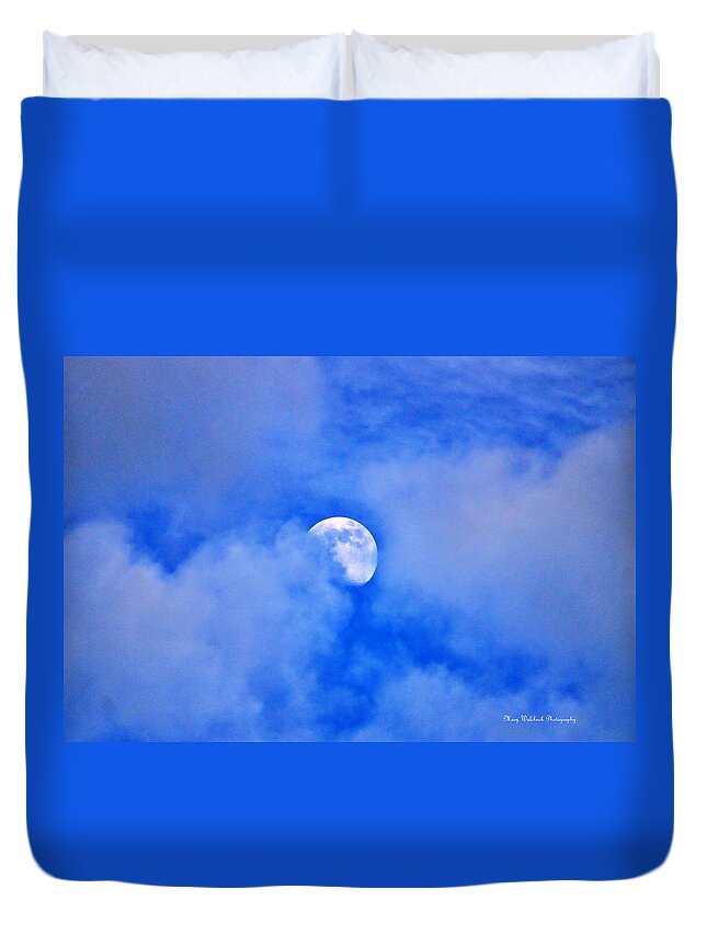 Moon Duvet Cover featuring the photograph Mysterious Moon by Mary Walchuck