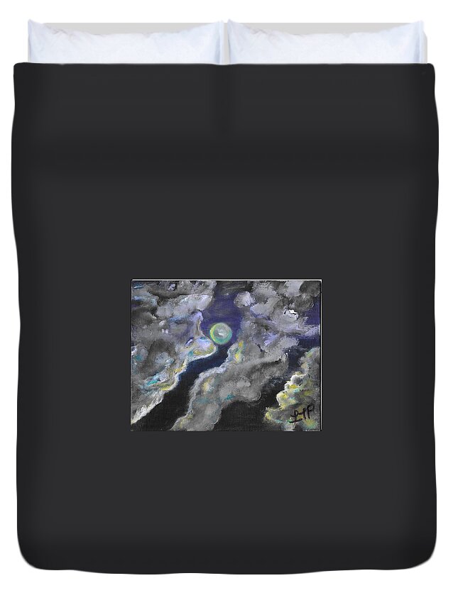 Moon Duvet Cover featuring the painting Mysterious Night by Esoteric Gardens KN