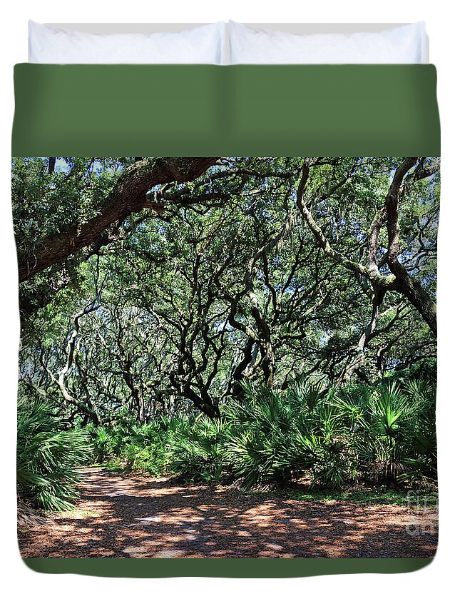 Pathway Duvet Cover featuring the photograph Mysterious Pathway by Mary Haber