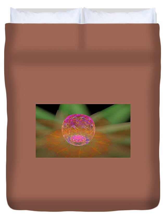 Fractals Duvet Cover featuring the digital art Mystic Crystal Bowl by Ronda Broatch