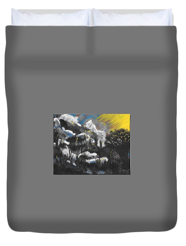 Mystical Duvet Cover featuring the painting Mystical Mirage by Esoteric Gardens KN