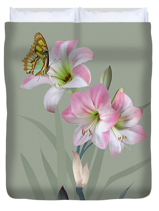 Flower Duvet Cover featuring the digital art Naked Lady by M Spadecaller