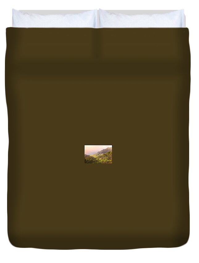Hawaii Duvet Cover featuring the photograph NaPali Sunset by Ed Stokes
