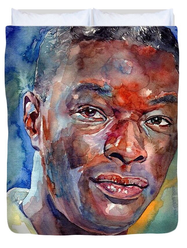 Nat King Cole Duvet Cover featuring the painting Nat King Cole Portrait by Suzann Sines