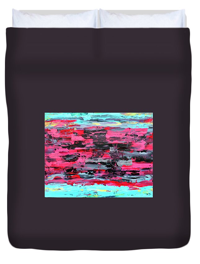 Southwest Duvet Cover featuring the painting Native American Blanket Design by Teresa Moerer