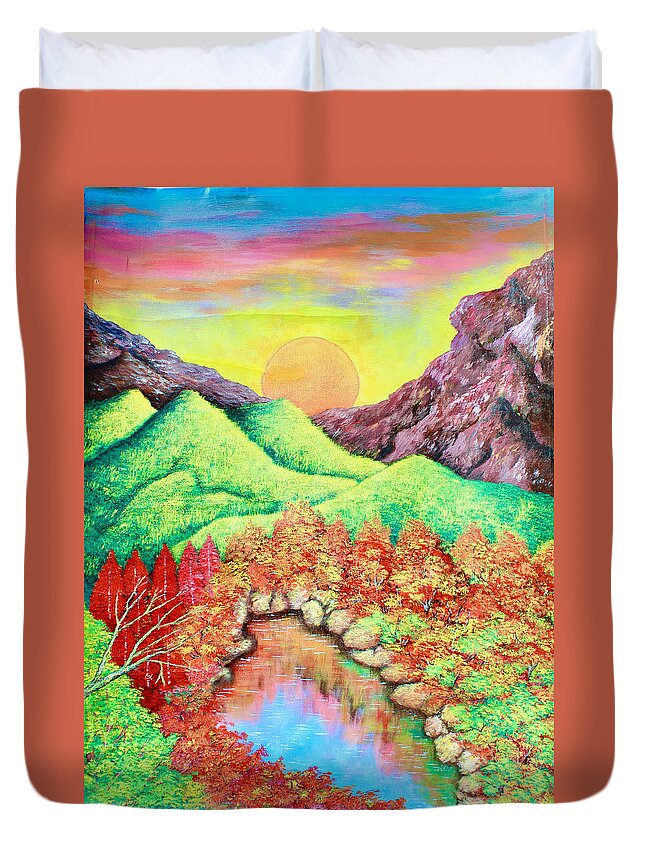 Africa Duvet Cover featuring the painting Natural by Nyunga Meskom - Cameroon