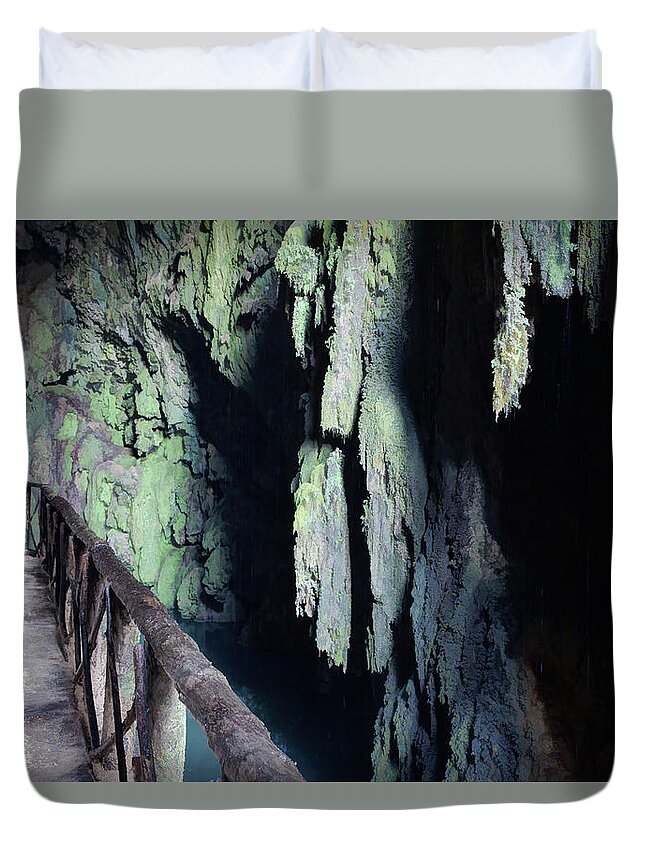 Canvas Duvet Cover featuring the photograph Natural park of the monastery of Piedra - Des-saturated Edition by Jordi Carrio Jamila
