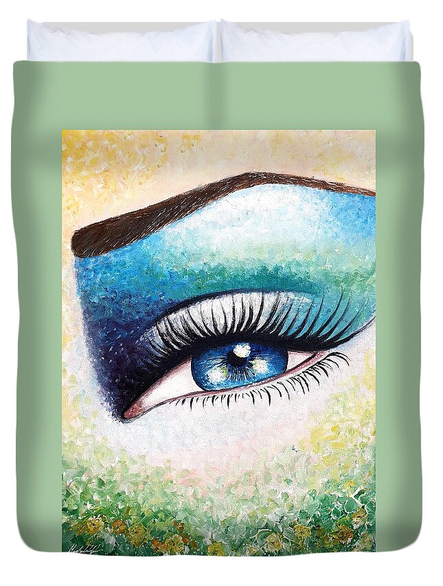 Nature Duvet Cover featuring the painting Nature in the Eye by Themayart