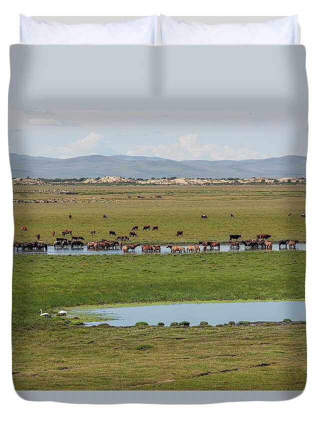 Herders Lifestyle Duvet Cover featuring the photograph Nature Mongolia by Bat-Erdene Baasansuren