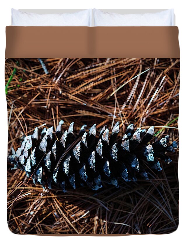 Nature Duvet Cover featuring the photograph Nature Photography - Pine Cone 2 by Amelia Pearn