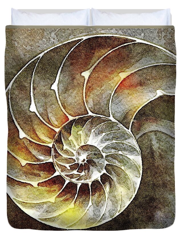 Abalone Duvet Cover featuring the painting Nautilus Chambers by Russ Harris