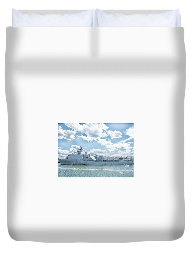 Tall Ship Duvet Cover featuring the photograph Naval Ship 41 by Linda Constant