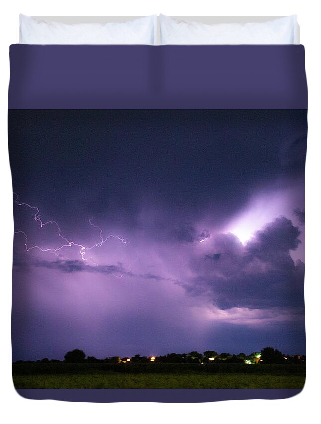 Nebraskasc Duvet Cover featuring the photograph Nebraska August Lightning 037 by Dale Kaminski