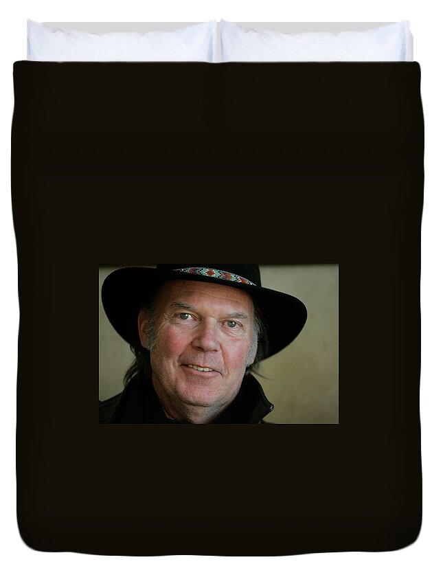 Neil Young Duvet Cover featuring the photograph Neil Young Portrait by Rick Wilking