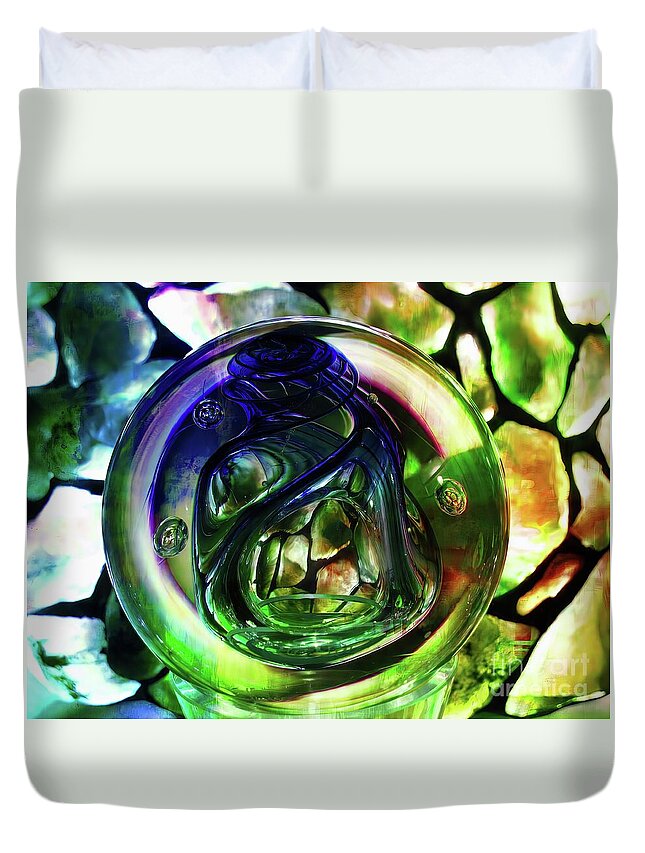 Glass Duvet Cover featuring the glass art Nemunas glass paperweight by Jolanta Anna Karolska