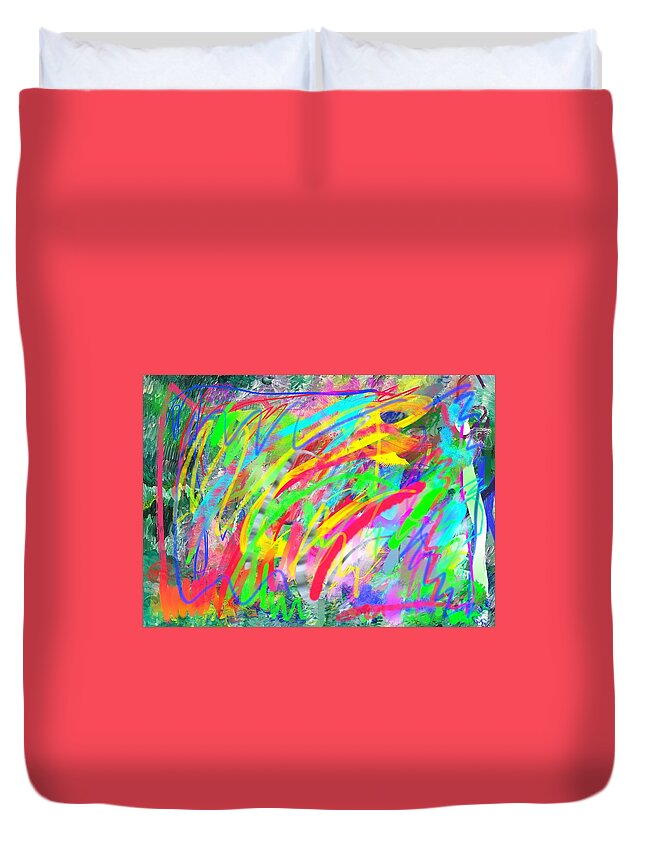 Digital Duvet Cover featuring the digital art Neon Jungle by Ralph White