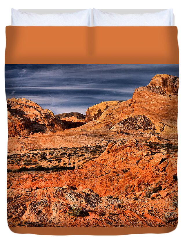 Valley Of Fire Duvet Cover featuring the photograph Nevada Sandstone Landscape by Adam Jewell