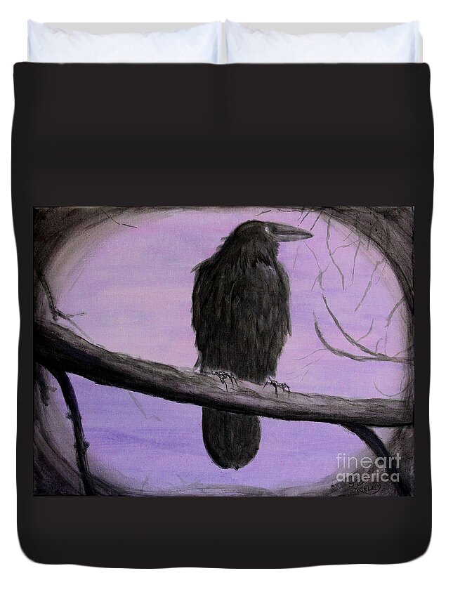 Creepy Duvet Cover featuring the painting Nevermore by James Ackley