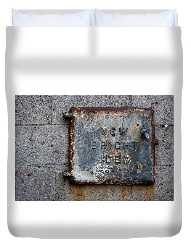 Old Montreal Duvet Cover featuring the photograph New, Bright, Idea by Jim Whitley