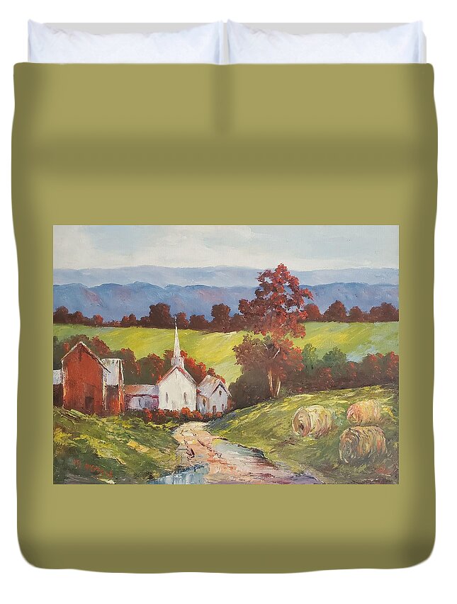 Autumn Duvet Cover featuring the painting New England Splendor by ML McCormick