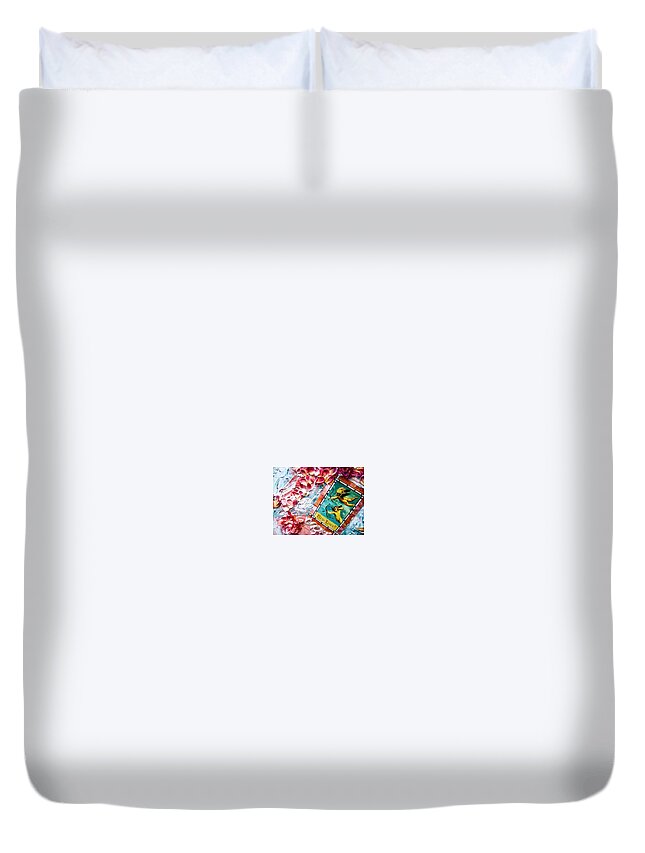 Angels Duvet Cover featuring the mixed media New Love by Michelle Cappel