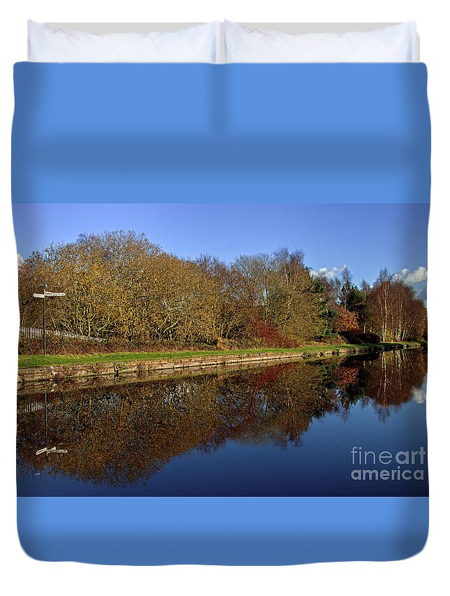 Nature Duvet Cover featuring the photograph New mainline canal by Stephen Melia