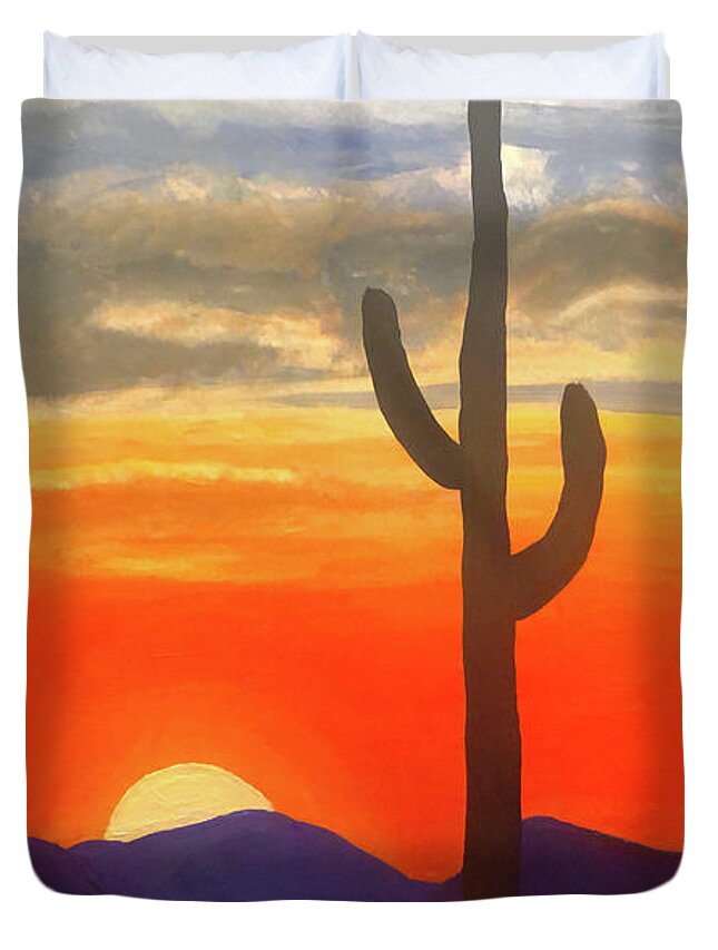 New Mexico Duvet Cover featuring the painting New Mexico Sunset by Christina Wedberg