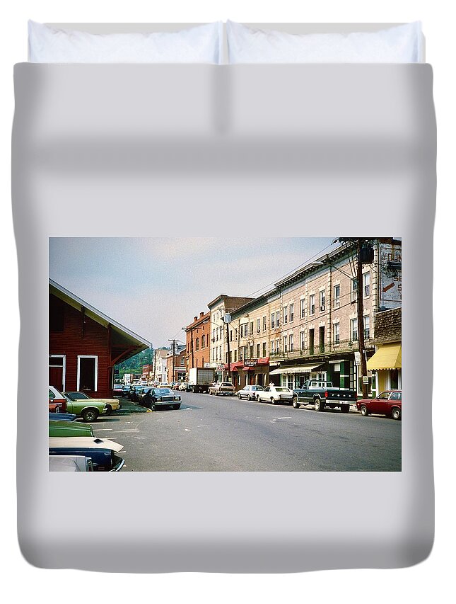 New Milford Duvet Cover featuring the photograph New Milford High Street CT 1984 by Gordon James