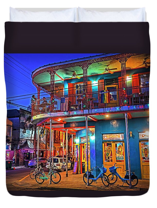 New Duvet Cover featuring the photograph New Orleans Frenchmen Street Balcony New Orleans Louisiana LA by Toby McGuire