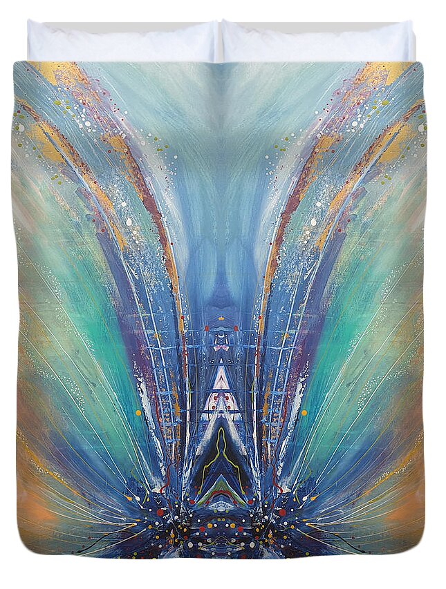 Drop Duvet Cover featuring the digital art New Year - Mirror by Themayart