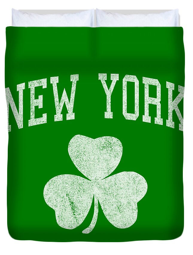 Funny Duvet Cover featuring the digital art New York Irish by Flippin Sweet Gear