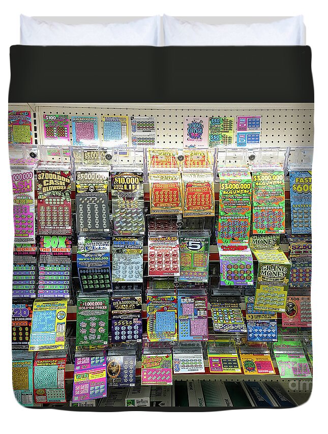 New York Lottery Instant Scratch off Game Cards Duvet Cover by