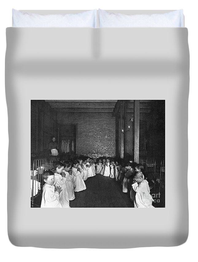 1889 Duvet Cover featuring the photograph New York Orphanage, c1889 by Jacob Riis