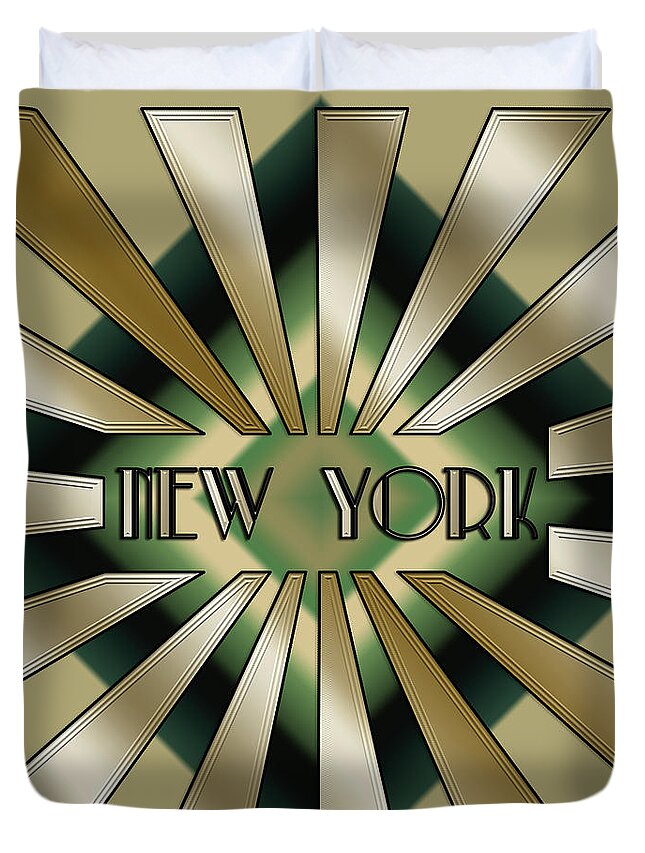 Staley Duvet Cover featuring the digital art New York Rays by Chuck Staley
