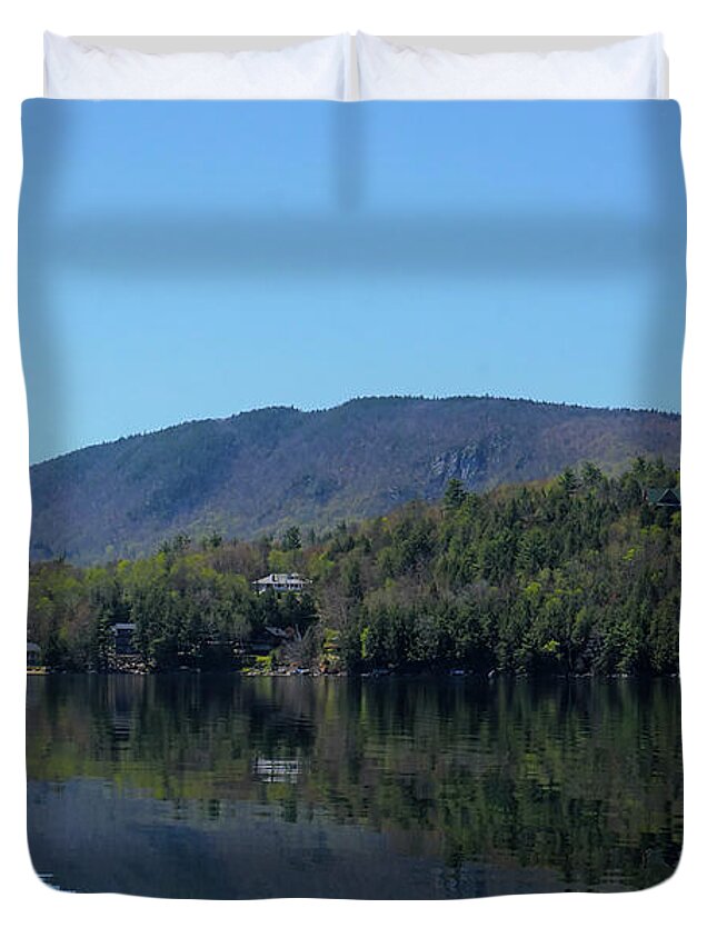 Newfound Lake Duvet Cover featuring the photograph Newfound Reflections of Hebron by Xine Segalas