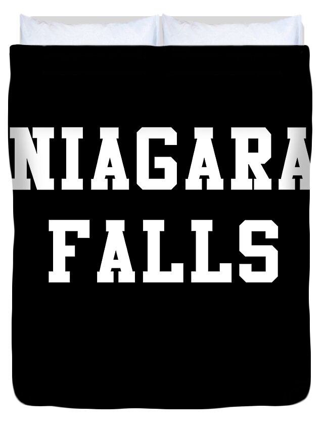 Funny Duvet Cover featuring the digital art Niagara Falls by Flippin Sweet Gear