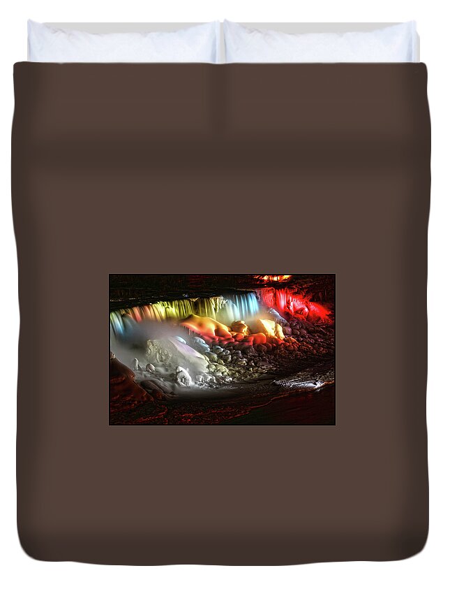 Landscape Duvet Cover featuring the photograph Niagara Falls by WonderlustPictures By Tommaso Boddi