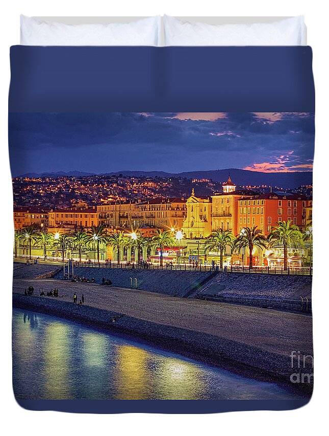 Cote D'azur Duvet Cover featuring the photograph Nice by Night by Inge Johnsson