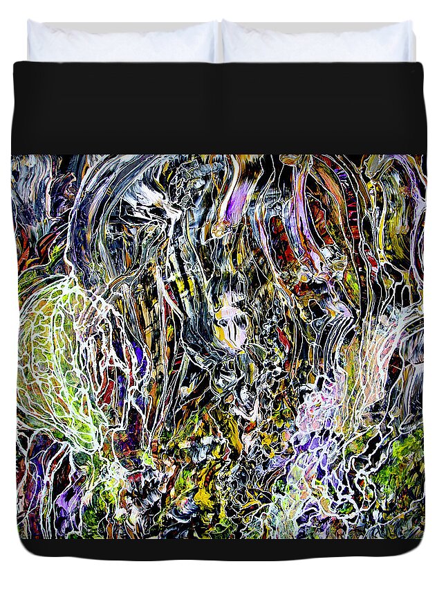 Wall Art Duvet Cover featuring the painting Night Illuminations by Ellen Palestrant