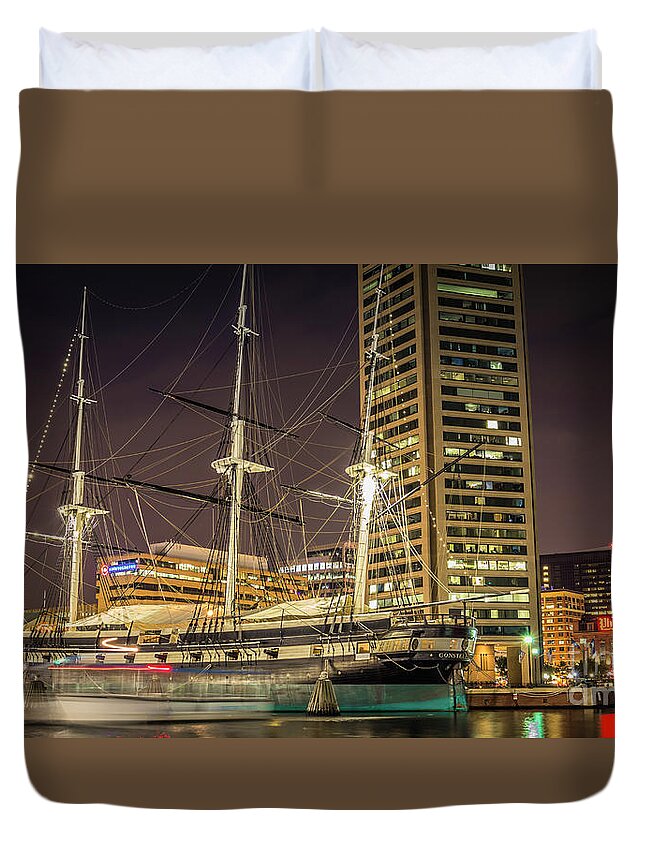 Baltimore Duvet Cover featuring the photograph Night in Baltimore by Agnes Caruso