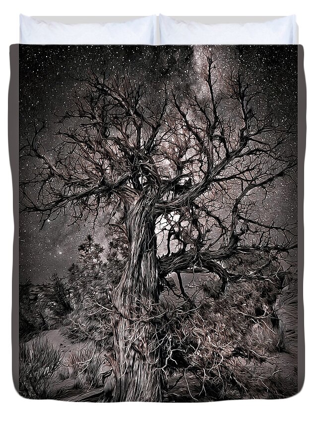 Trees Duvet Cover featuring the mixed media Night Life by DB Hayes