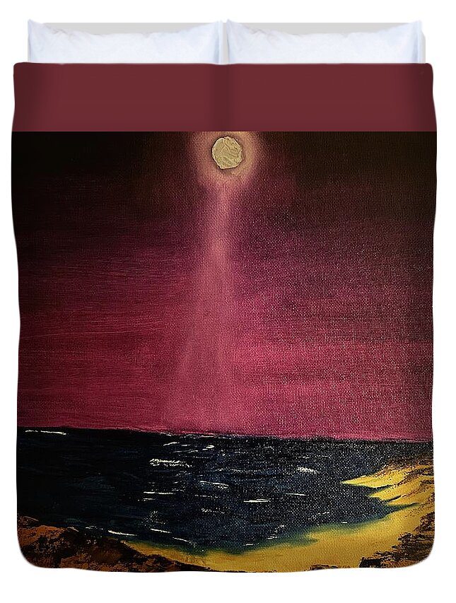Oil Painting Duvet Cover featuring the painting Night Light by Lisa White