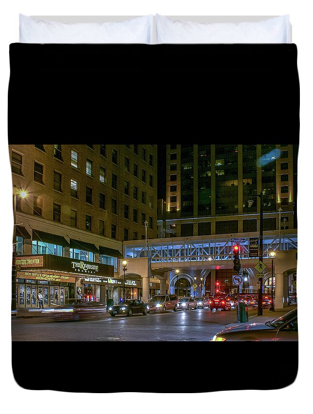 Milwaukee Duvet Cover featuring the photograph Night Lights by Deb Beausoleil